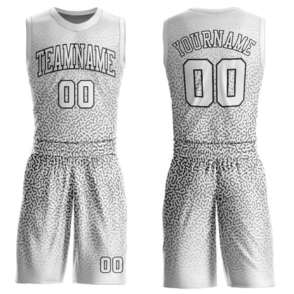 Custom White White-Black Round Neck Sublimation Basketball Suit Jersey - Sky-Custom