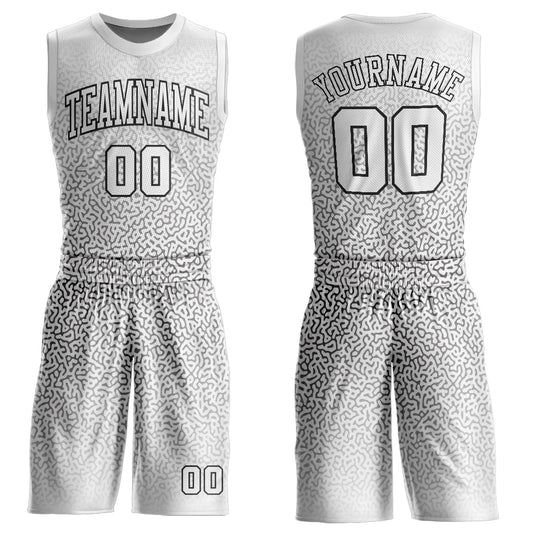 Custom White White-Black Round Neck Sublimation Basketball Suit Jersey - Sky-Custom