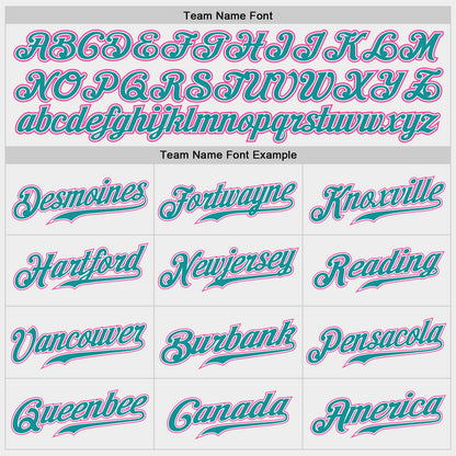 Custom White Teal-Pink Authentic Baseball Jersey - Sky-Custom