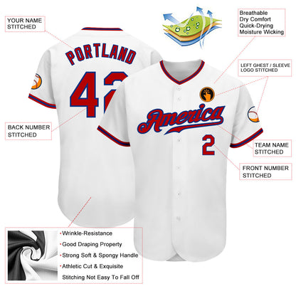 Custom White Red-Royal Authentic Baseball Jersey - Sky-Custom
