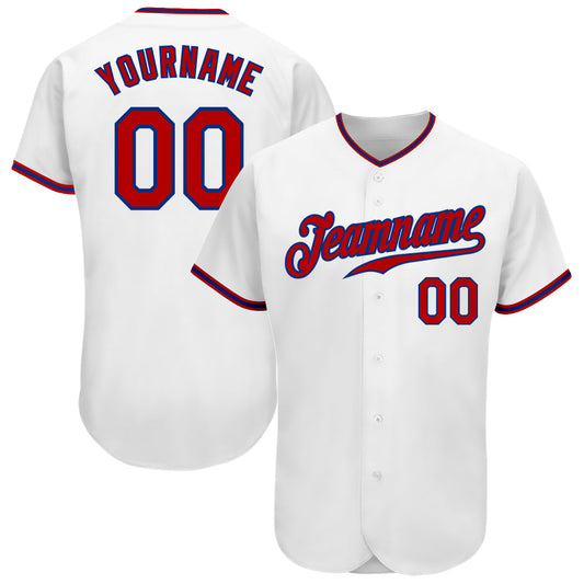 Custom White Red-Royal Authentic Baseball Jersey - Sky-Custom