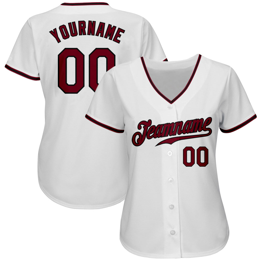 Custom White Crimson-Black Authentic Baseball Jersey - Sky-Custom