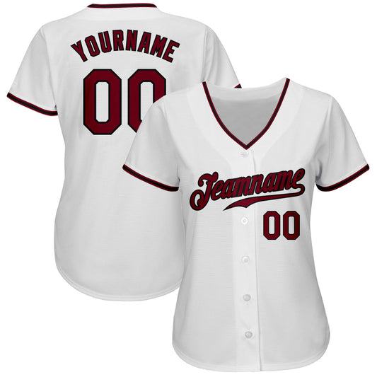 Custom White Crimson-Black Authentic Baseball Jersey - Sky-Custom