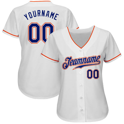 Custom White Royal-Orange Authentic Baseball Jersey - Sky-Custom