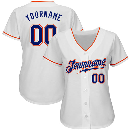 Custom White Royal-Orange Authentic Baseball Jersey - Sky-Custom