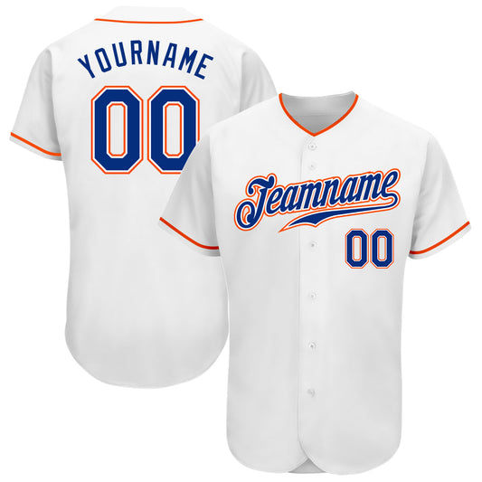 Custom White Royal-Orange Authentic Baseball Jersey - Sky-Custom
