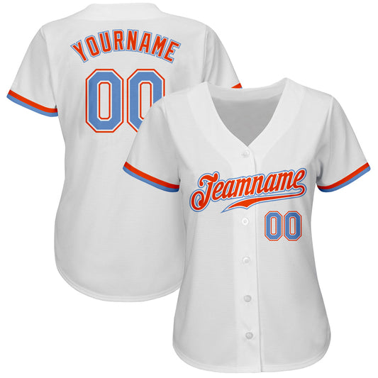 Custom White Powder Blue-Orange Authentic Baseball Jersey - Sky-Custom