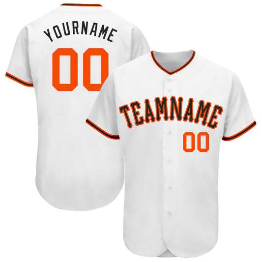 Custom White Orange-Black Authentic Baseball Jersey - Sky-Custom
