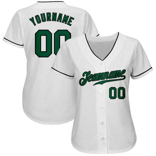 Custom White Kelly Green-Black Authentic Baseball Jersey - Sky-Custom