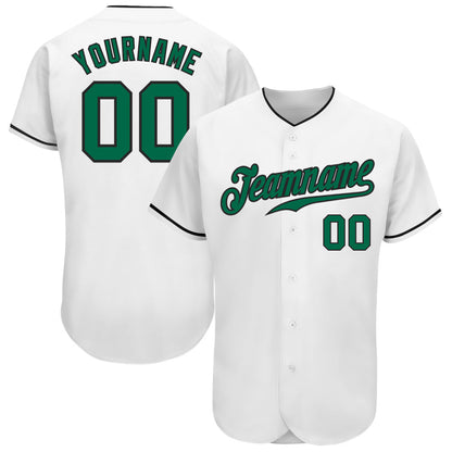 Custom White Kelly Green-Black Authentic Baseball Jersey - Sky-Custom