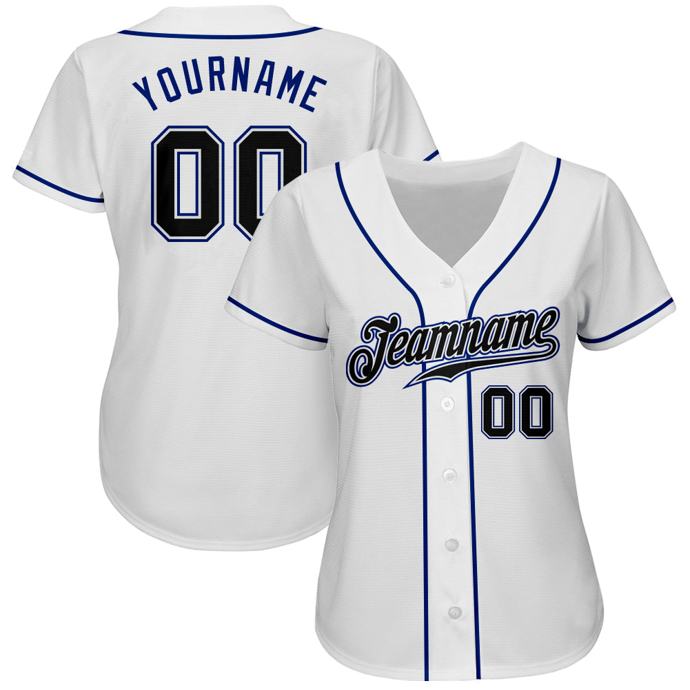 Custom White Black-Royal Authentic Baseball Jersey - Sky-Custom