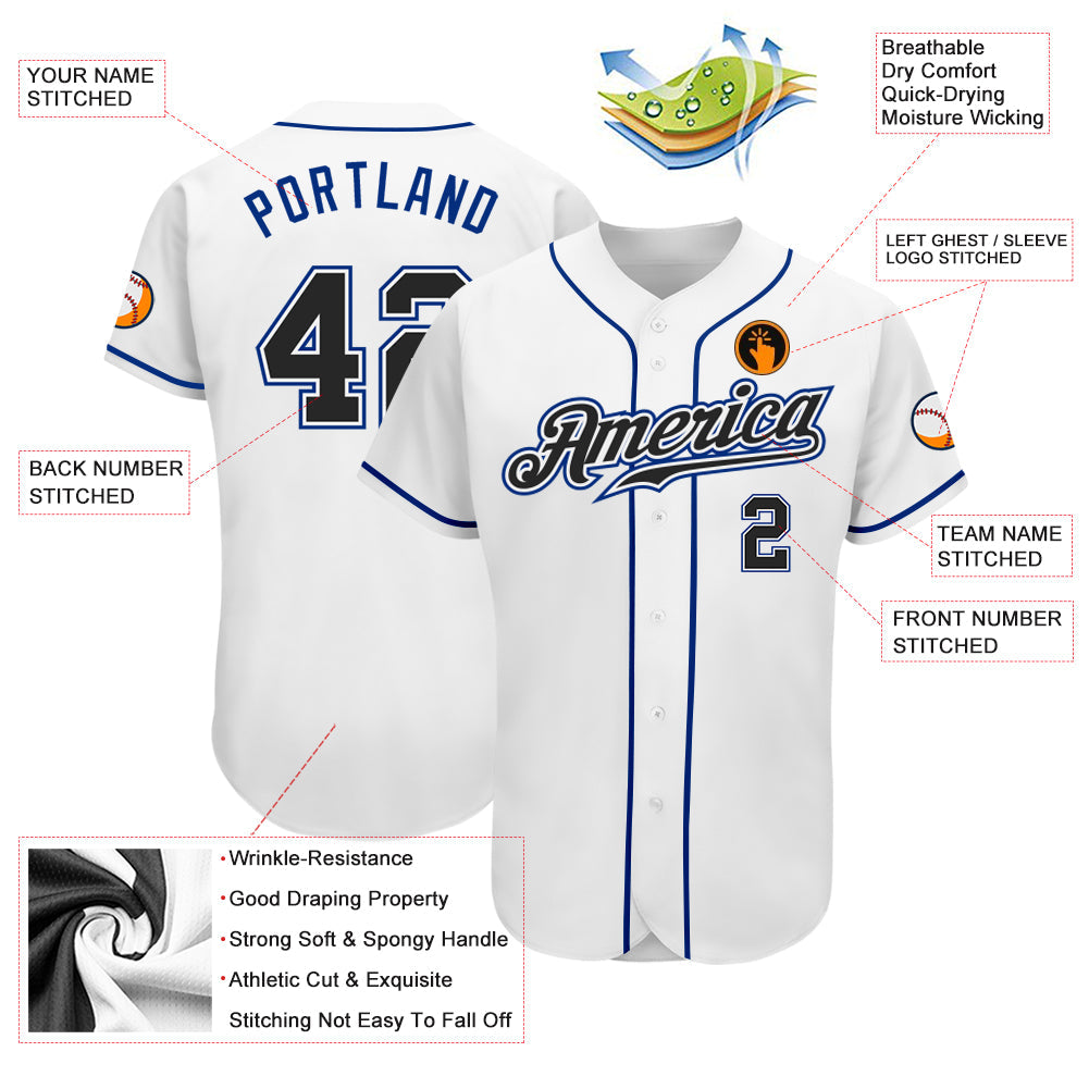 Custom White Black-Royal Authentic Baseball Jersey - Sky-Custom