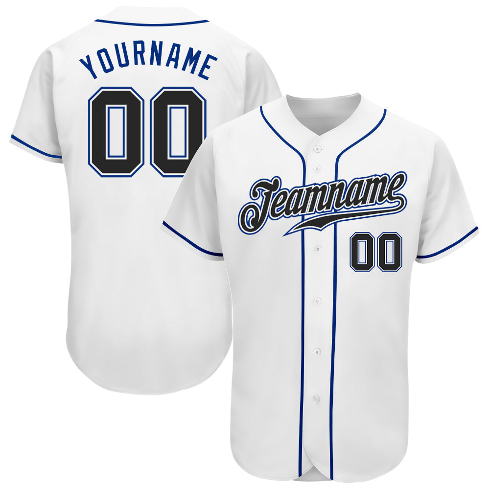 Custom White Black-Royal Authentic Baseball Jersey - Sky-Custom