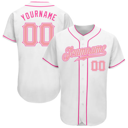 Custom White Medium Pink-Pink Authentic Baseball Jersey - Sky-Custom