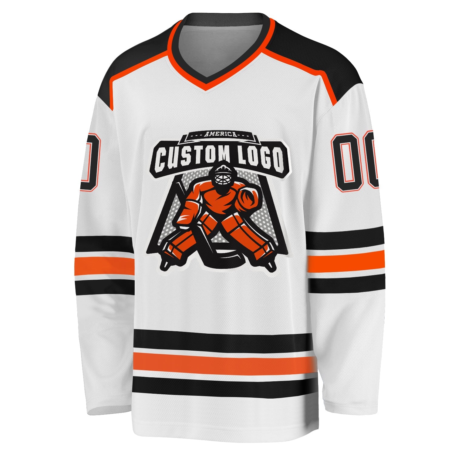 Custom White Black-Orange Hockey Jersey - Sky-Custom