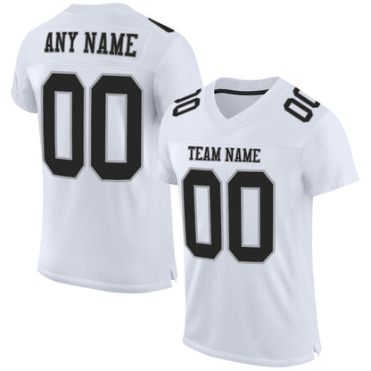 Custom White Black-Gray Mesh Authentic Football Jersey - Sky-Custom