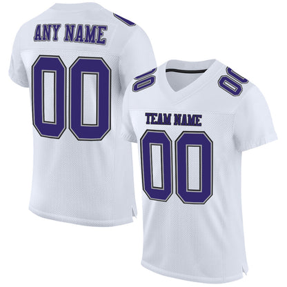Custom White Purple Gray-Black Mesh Authentic Football Jersey - Sky-Custom