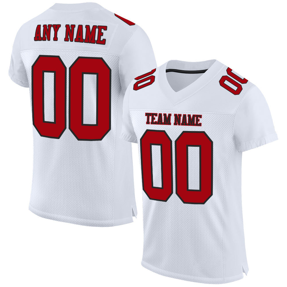 Custom White Red-Black Mesh Authentic Football Jersey - Sky-Custom