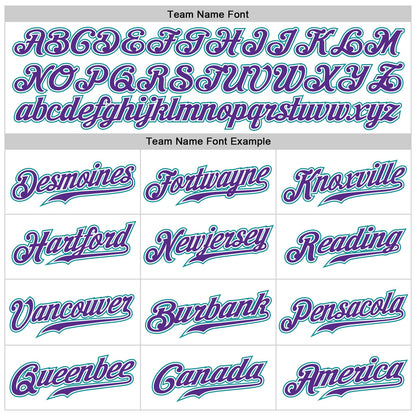 Custom White Purple Pinstripe Purple-Teal Authentic Baseball Jersey - Sky-Custom