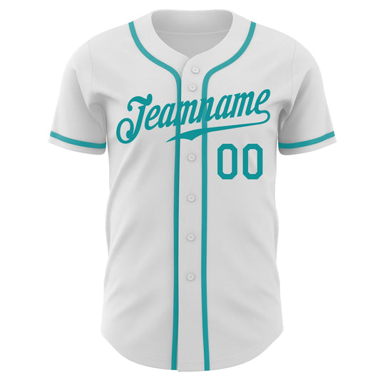 Custom White Teal Authentic Baseball Jersey - Sky-Custom