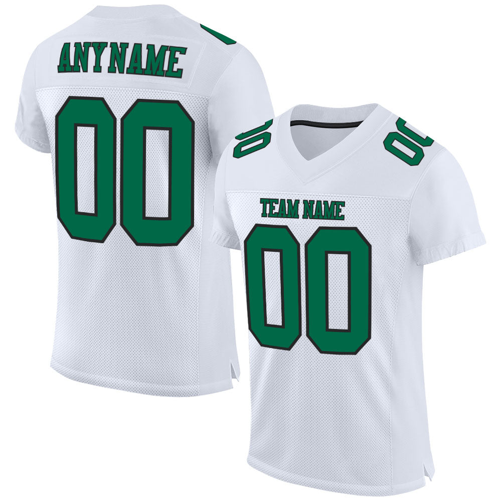 Custom White Kelly Green-Black Mesh Authentic Football Jersey - Sky-Custom