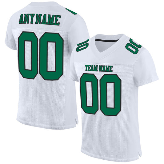 Custom White Kelly Green-Black Mesh Authentic Football Jersey - Sky-Custom