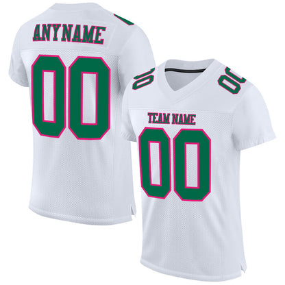 Custom White Kelly Green-Hot Pink Mesh Authentic Football Jersey - Sky-Custom