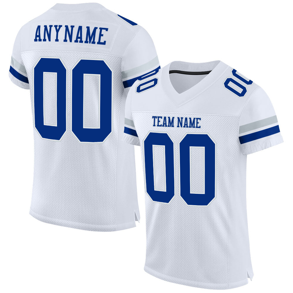 Custom White Royal-Silver Mesh Authentic Football Jersey - Sky-Custom