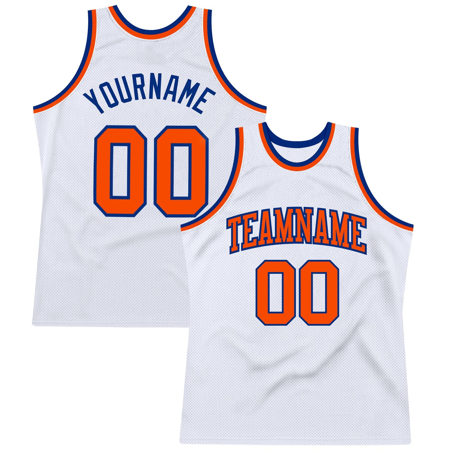 Custom White Orange-Royal Authentic Throwback Basketball Jersey - Sky-Custom