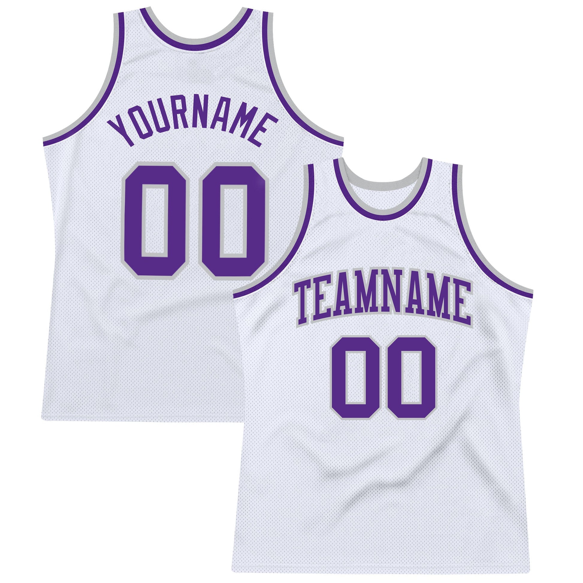 Custom White Purple-Gray Authentic Throwback Basketball Jersey - Sky-Custom
