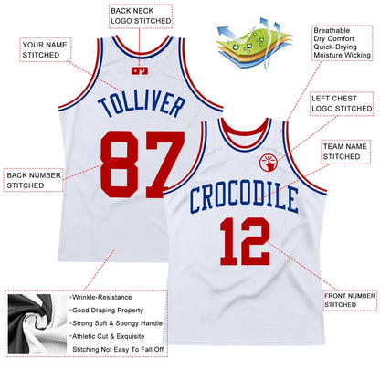 Custom White Red-Royal Authentic Throwback Basketball Jersey - Sky-Custom