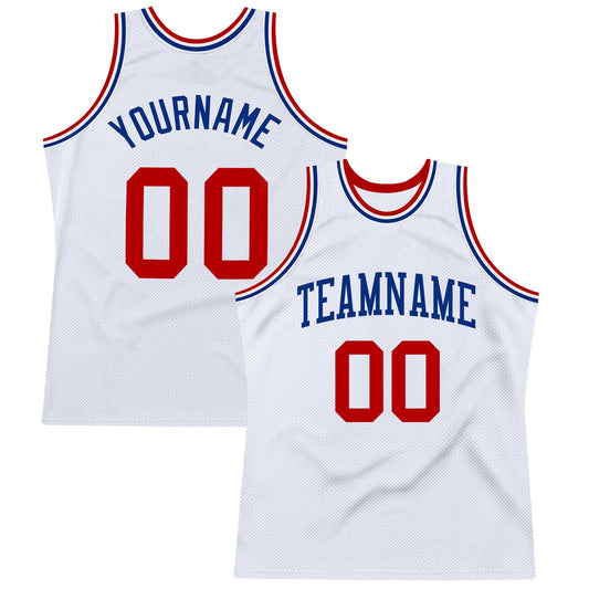 Custom White Red-Royal Authentic Throwback Basketball Jersey - Sky-Custom