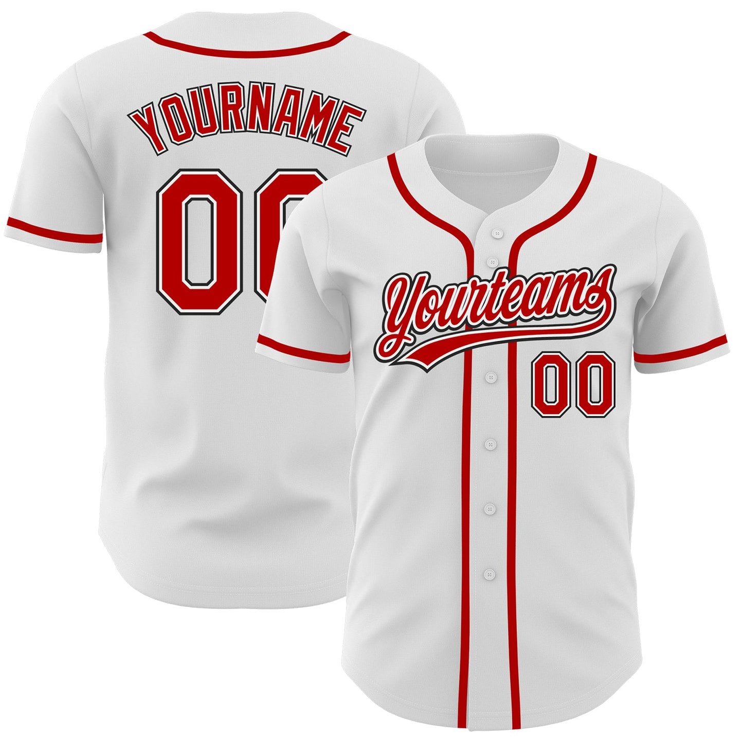 Custom White Red-Black Authentic Baseball Jersey - Sky-Custom