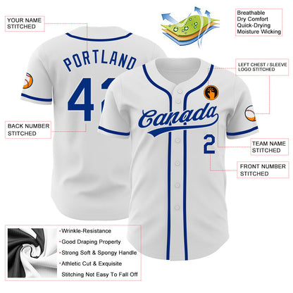 Custom White Royal Authentic Baseball Jersey - Sky-Custom