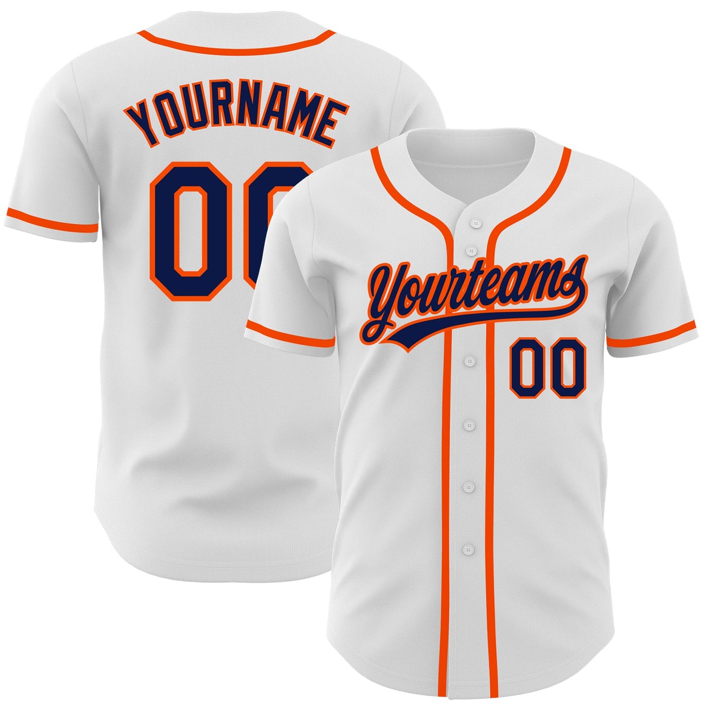 Custom White Navy-Orange Authentic Baseball Jersey - Sky-Custom
