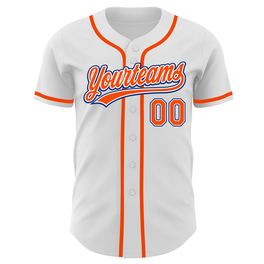 Custom White Orange-Royal Authentic Baseball Jersey - Sky-Custom