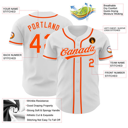 Custom White Orange-Gray Authentic Baseball Jersey - Sky-Custom
