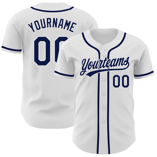 Custom White Navy Authentic Baseball Jersey - Sky-Custom