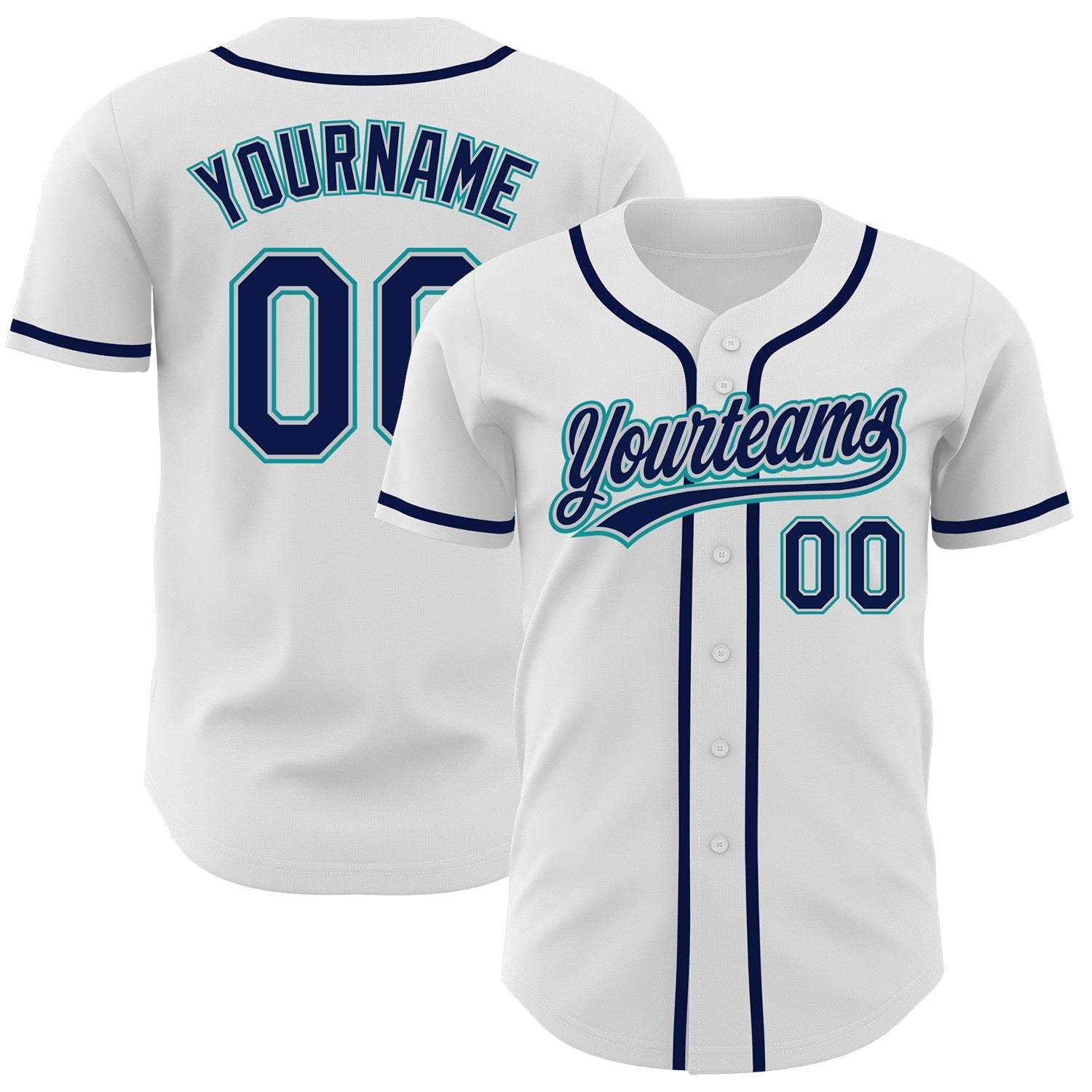 Custom White Navy Gray-Teal Authentic Baseball Jersey - Sky-Custom