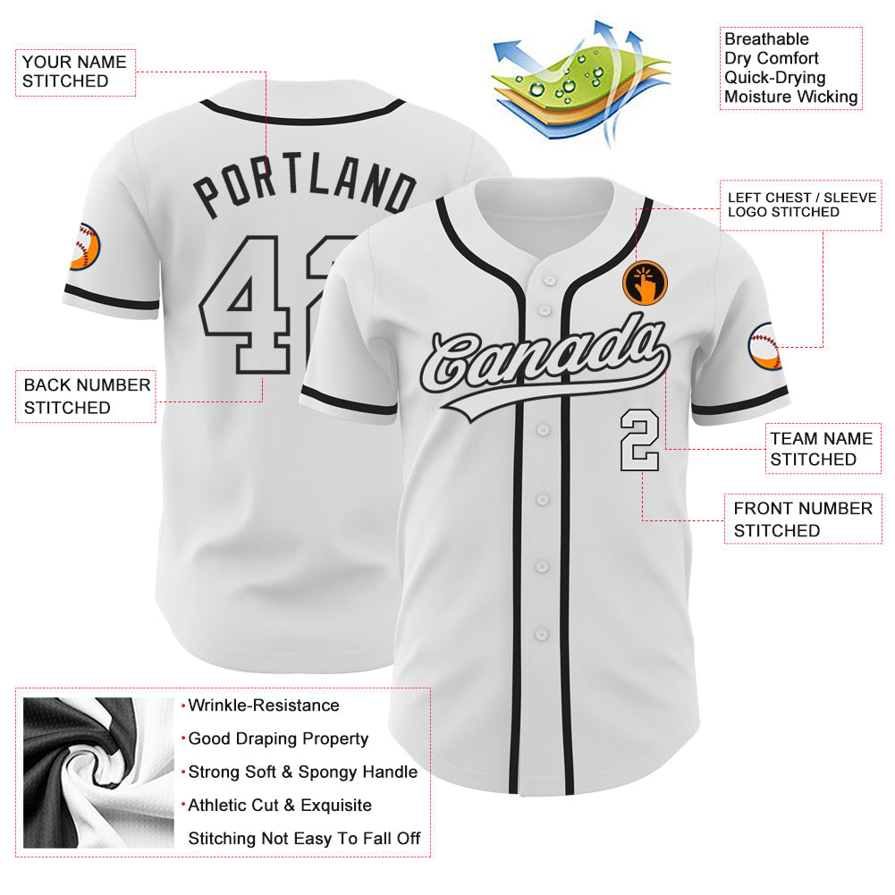 Custom White White-Black Authentic Baseball Jersey - Sky-Custom