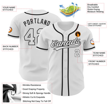 Custom White White-Black Authentic Baseball Jersey - Sky-Custom