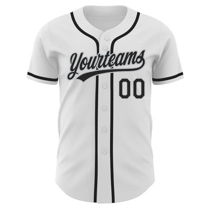 Custom White Black-Gray Authentic Baseball Jersey - Sky-Custom