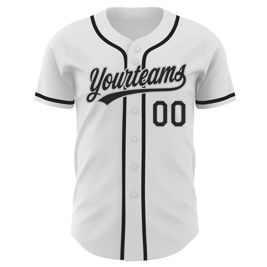 Custom White Black-Gray Authentic Baseball Jersey - Sky-Custom