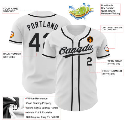 Custom White Black-Gray Authentic Baseball Jersey - Sky-Custom