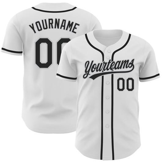 Custom White Black-Gray Authentic Baseball Jersey - Sky-Custom