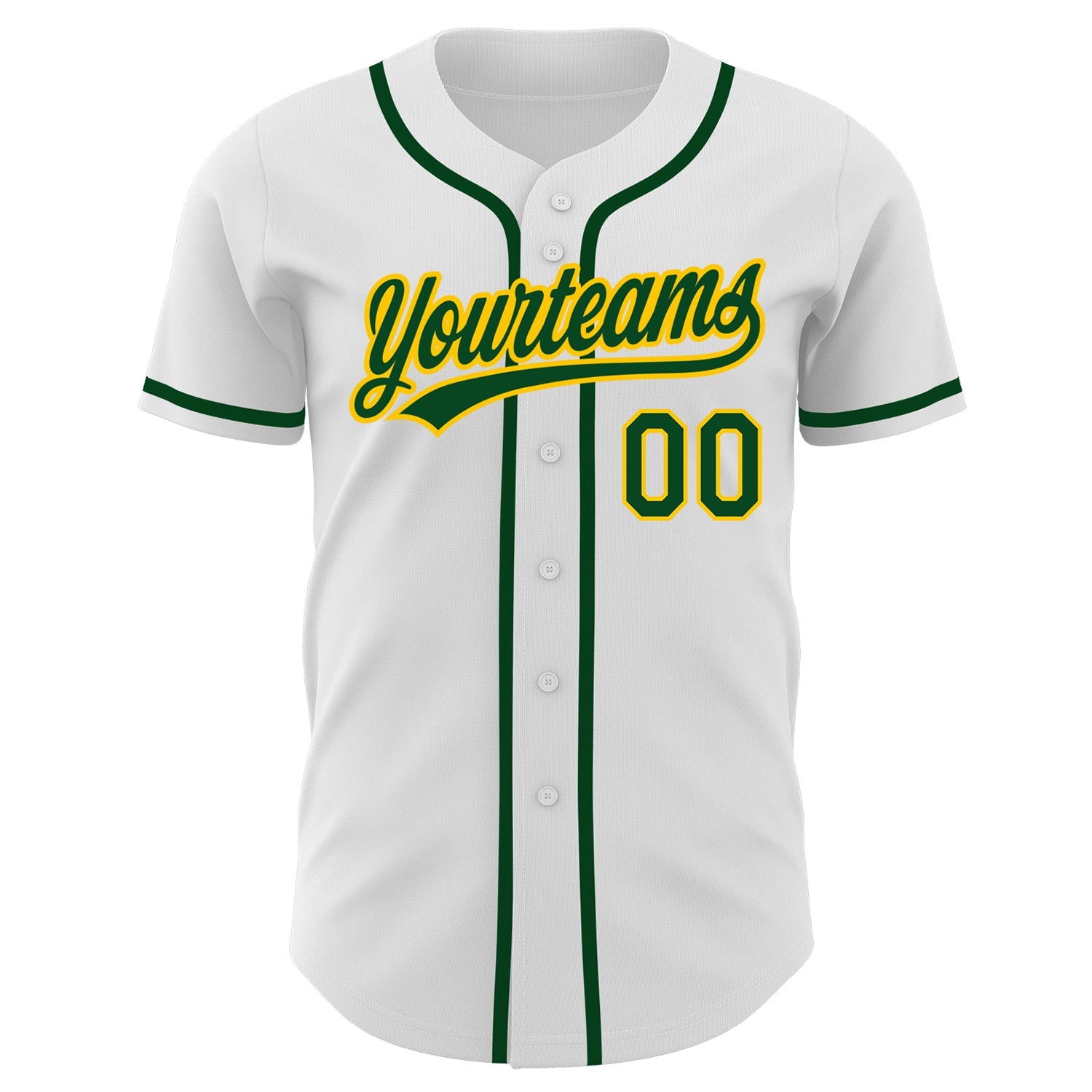Custom White Green-Gold Authentic Baseball Jersey - Sky-Custom