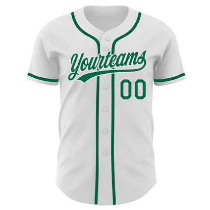 Custom White Kelly Green Authentic Baseball Jersey - Sky-Custom