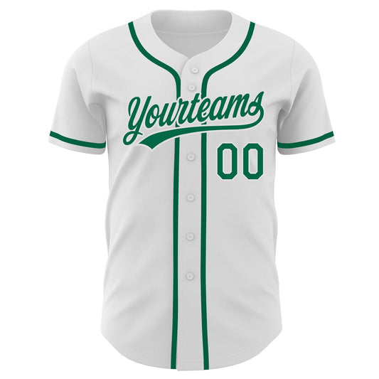 Custom White Kelly Green Authentic Baseball Jersey - Sky-Custom