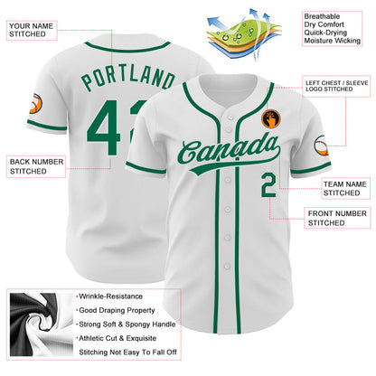 Custom White Kelly Green Authentic Baseball Jersey - Sky-Custom