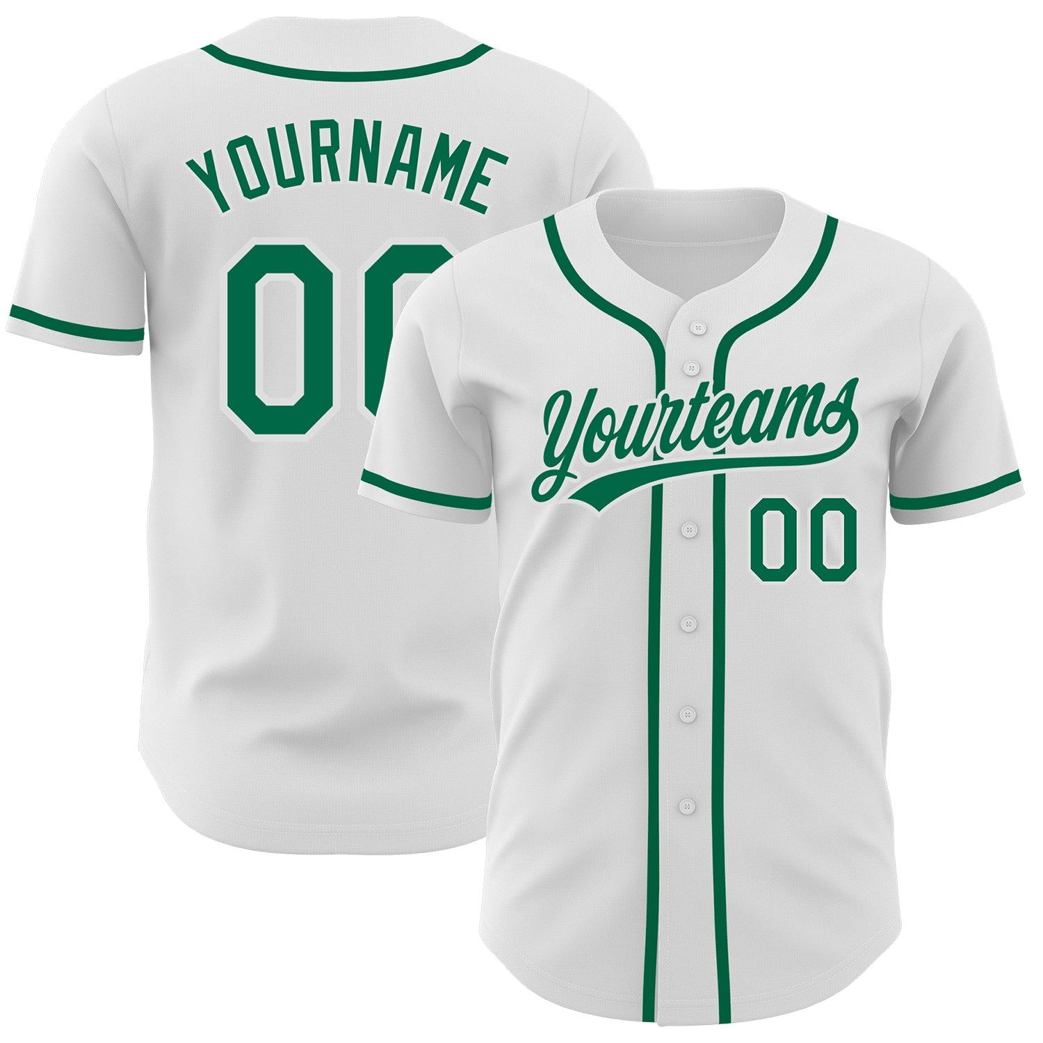 Custom White Kelly Green Authentic Baseball Jersey - Sky-Custom